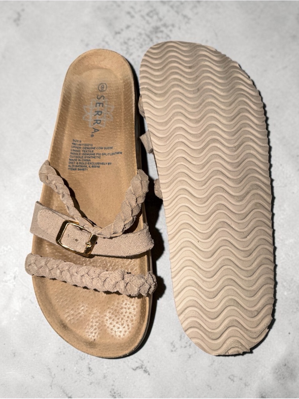 Serra Taupe Braided Strap Slide Sandals - Picture 3 of 3
